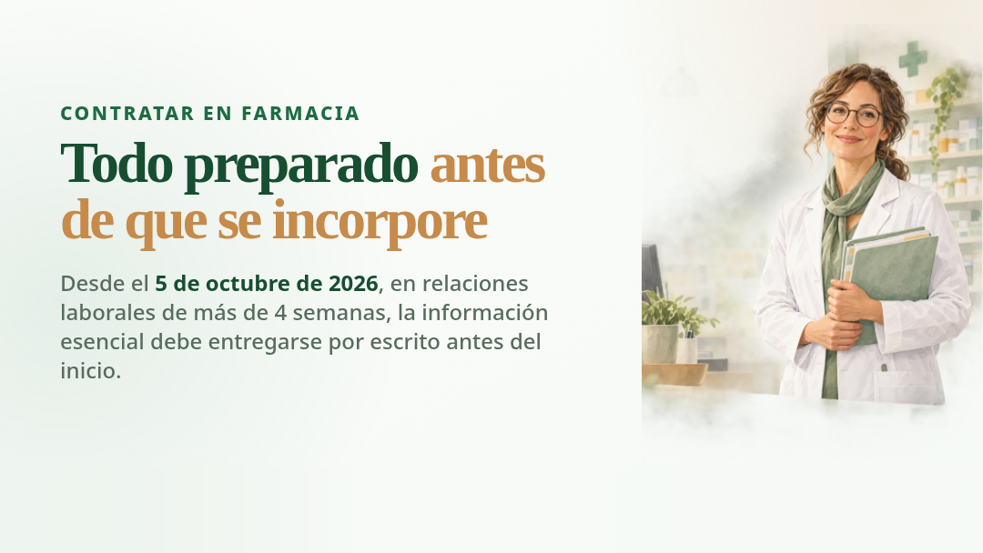 Contratar en la farmacia desde el 5 de octubre: qué dejar por escrito antes del primer día